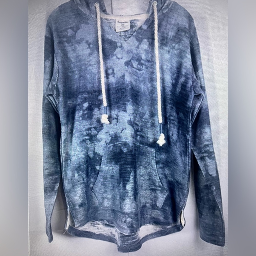 Dreamsicle Womens Blue Tie Dye Hoodie Sweater Pockets Cotton Blend Sz M New